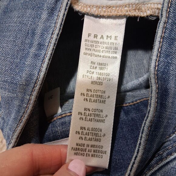 Frame Denim High Rise Double Stitch Detail Flare Leg Jeans-Merced-Size 31 Blue - Picture 10 of 11